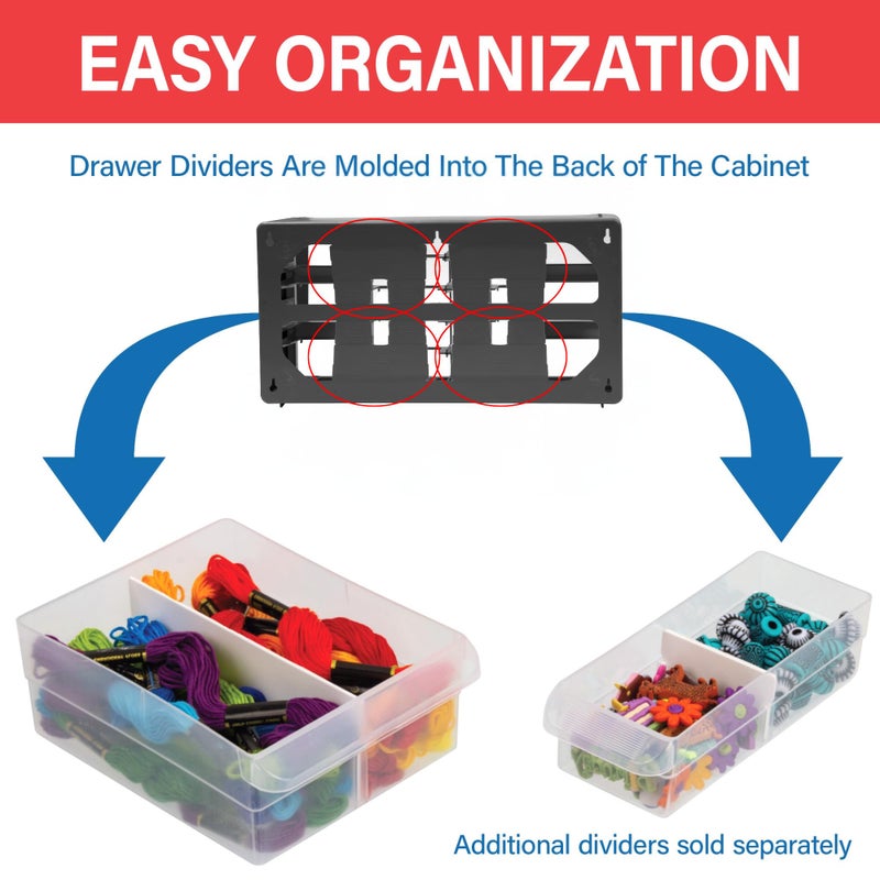 Akro-Mils 26-Drawer Plastic Drawer Storage Cabinet for Garage Organization, Bead Organizer, Building Bricks Storage, Teacher Toolbox, Makeup Organizer, 20" W x 6" D x 10" H, 10726 Black - Image 5